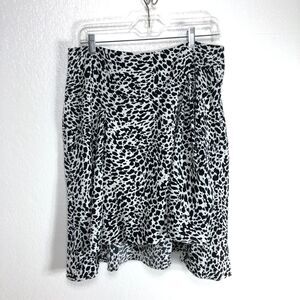 Vince Camuto Black White Animal Print A Line Midi Skirt Women Size 10